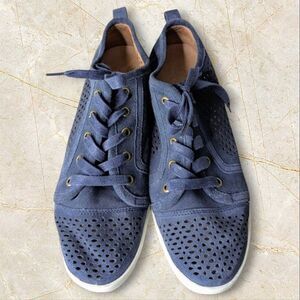 Joie Navy Blue Perforated Leather Lace Up Sneakers Size 9 40